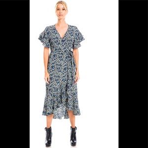 NWOT✨MAX STUDIO RuffleCrepe High/LowWrapMidi Dress